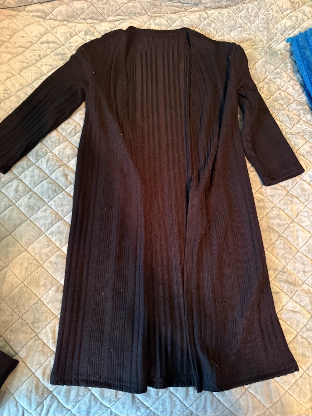 SHEIN Black Ribbed Long Sleeve Midi Dress